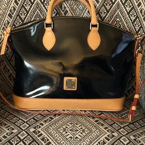 Dooney & Bourke Large Black Patent Domed Satchel w/ mini Purse